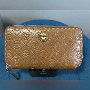 Tory Burch T Monogram Leather Zip Continental Wallet
